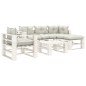  vidaXL Set muebles de jardín de palets 6 pzas con cojines beige madera