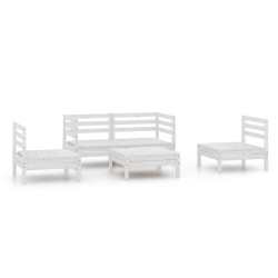 vidaXL Juego de muebles de jardín 5 piezas madera maciza pino blanco