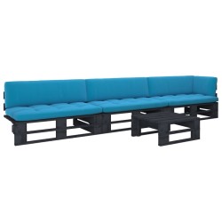 vidaXL Muebles de palets 4 pzas y cojines madera pino impregnada negro
