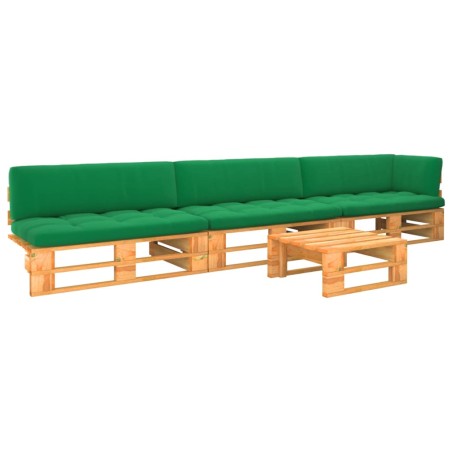 vidaXL Muebles de palets 4 pzas y cojines madera pino impregnada miel