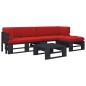 vidaXL Muebles de palets 4 pzas y cojines madera pino impregnada negro vidaXL Muebles de palets 4 pzas y cojines madera pino impregnada negro