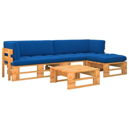 vidaXL Muebles de palets 4 pzas y cojines madera pino impregnada miel