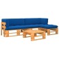 vidaXL Muebles de palets 4 pzas y cojines madera pino impregnada miel vidaXL Muebles de palets 4 pzas y cojines madera pino impregnada miel