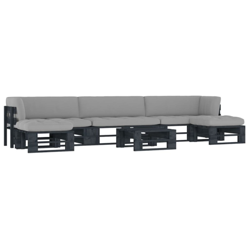 vidaXL Muebles de palés 6 pzas y cojines madera pino impregnada negro vidaXL Muebles de palés 6 pzas y cojines madera pino impregnada negro
