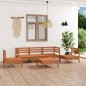 vidaXL Juego muebles de jardín 6 pzas madera maciza pino marrón miel vidaXL Juego muebles de jardín 6 pzas madera maciza pino marrón miel