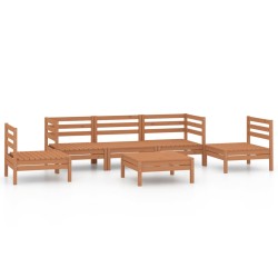 vidaXL Juego muebles de jardín 6 pzas madera maciza pino marrón miel