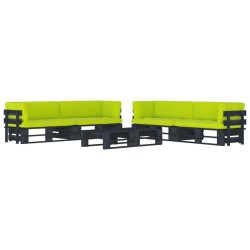 vidaXL Muebles de palés 6 pzas y cojines madera pino impregnada negro