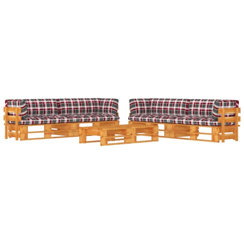 vidaXL Muebles de palets 6 pzas y cojines madera pino impregnada miel vidaXL Muebles de palets 6 pzas y cojines madera pino impregnada miel