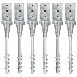 vidaXL Picas de tierra 6 uds acero galvanizado plateado 8x8x57 cm