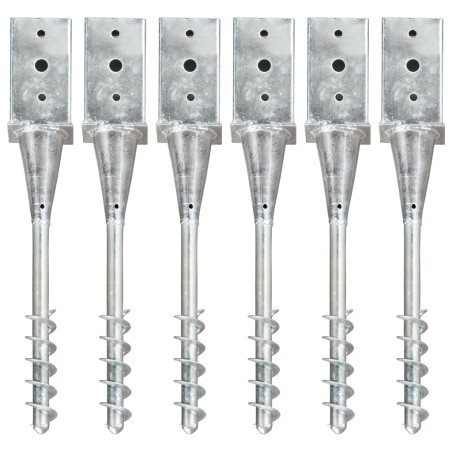 vidaXL Picas de tierra 6 uds acero galvanizado plateado 8x8x57 cm