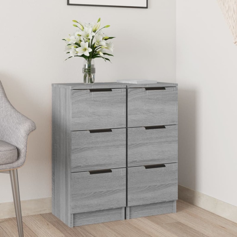vidaXL Aparadores 2 uds madera contrachapada gris Sonoma 30x30x70 cm vidaXL Aparadores 2 uds madera contrachapada gris Sonoma 30x30x70 cm