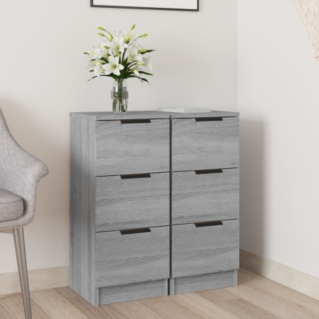 vidaXL Aparadores 2 uds madera contrachapada gris Sonoma 30x30x70 cm