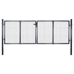 vidaXL Puerta de malla de jardín acero galvanizado gris 289x100 cm 