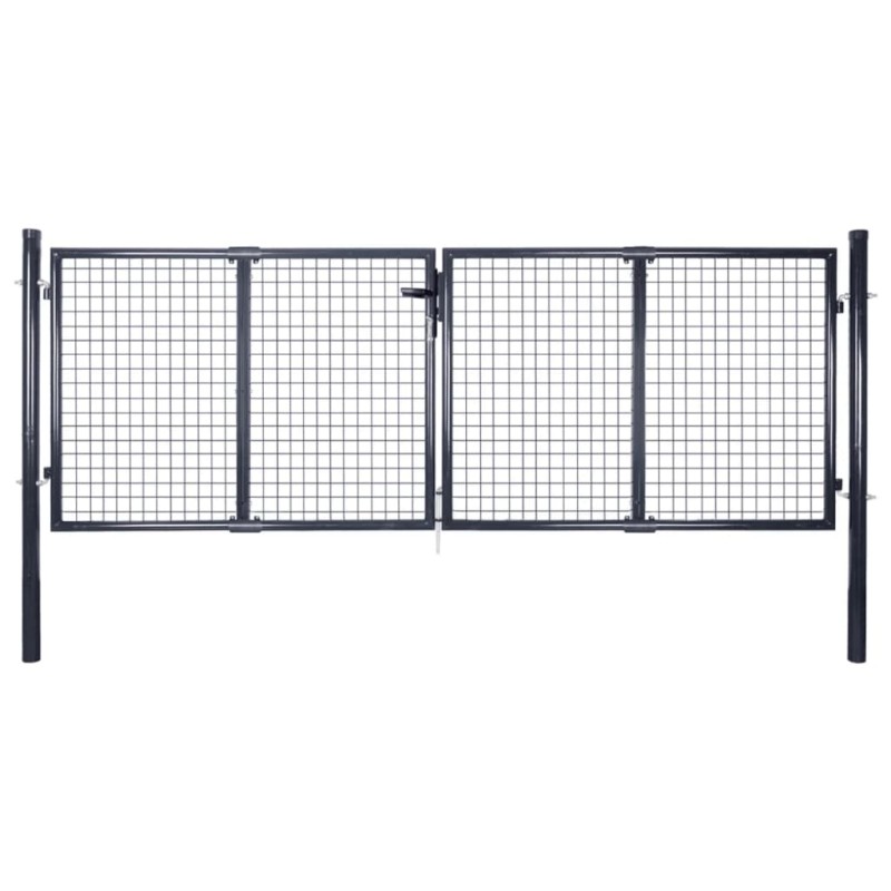 vidaXL Puerta de malla de jardín acero galvanizado gris 289x100 cm 