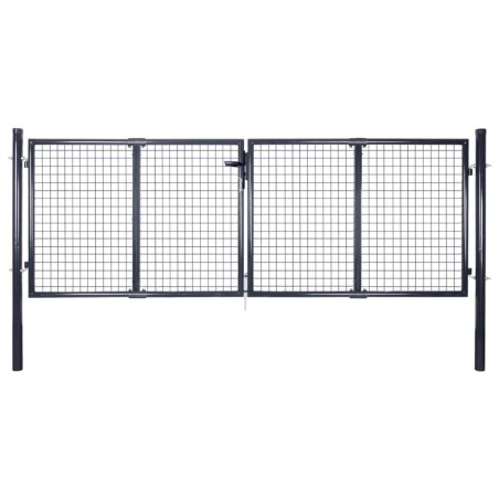 vidaXL Puerta de malla de jardín acero galvanizado gris 289x100 cm 