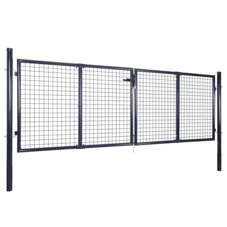 vidaXL Puerta de malla de jardín acero galvanizado gris 289x100 cm 