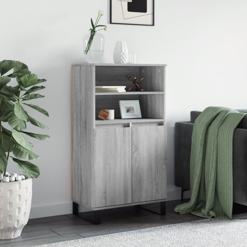 vidaXL Aparador alto de madera contrachapada gris Sonoma 60x36x110 cm vidaXL Aparador alto de madera contrachapada gris Sonoma 60x36x110 cm