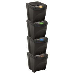 vidaXL Cubos de basura apilables 4 piezas gris antracita 100 L 