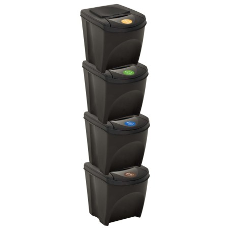 vidaXL Cubos de basura apilables 4 piezas gris antracita 100 L 