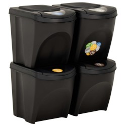 vidaXL Cubos de basura apilables 4 piezas gris antracita 100 L 