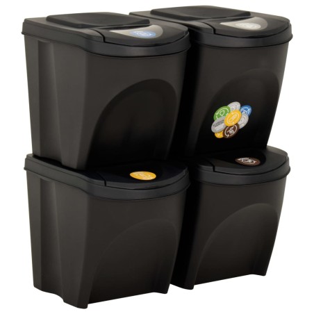 vidaXL Cubos de basura apilables 4 piezas gris antracita 100 L 