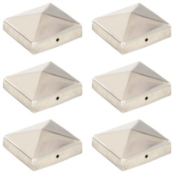 vidaXL Tapas piramidales postes valla 6 uds acero inoxidable 81x81 mm
