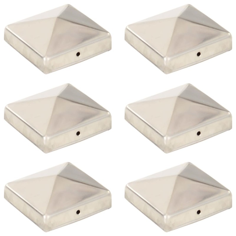 vidaXL Tapas piramidales postes valla 6 uds acero inoxidable 81x81 mm vidaXL Tapas piramidales postes valla 6 uds acero inoxidable 81x81 mm
