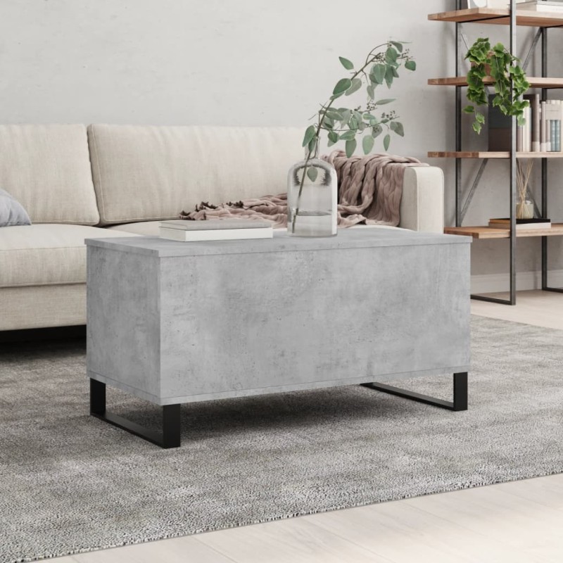 vidaXL Mesa de centro madera contrachapada gris hormigón 90x44,5x45 cm vidaXL Mesa de centro madera contrachapada gris hormigón 90x44,5x45 cm