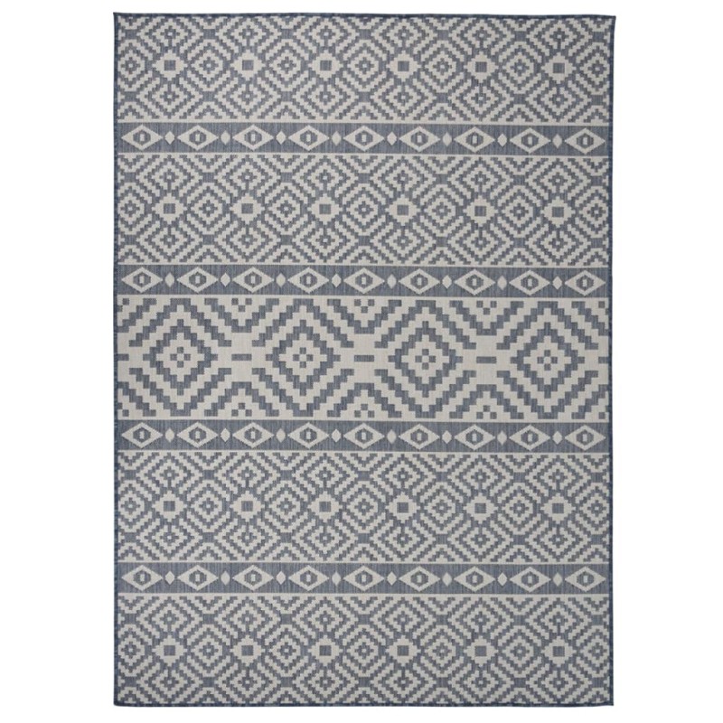 vidaXL Alfombra de exterior de tejido plano rayas azules 200x280 cm vidaXL Alfombra de exterior de tejido plano rayas azules 200x280 cm