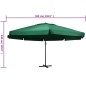 vidaXL Sombrilla de jardín con palo de aluminio verde 600 cm vidaXL Sombrilla de jardín con palo de aluminio verde 600 cm