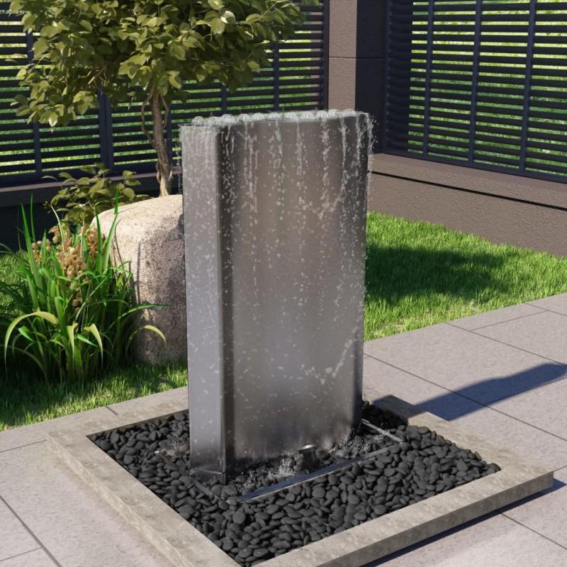 vidaXL Fuente de jardín de acero inoxidable plateado 60,2x37x122,1 cm vidaXL Fuente de jardín de acero inoxidable plateado 60,2x37x122,1 cm