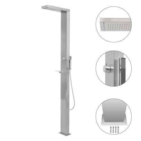 vidaXL Ducha de exterior de acero inoxidable cuadrada