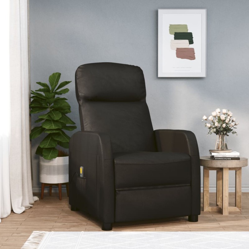 vidaXL Sillón de masaje de cuero sintético negro vidaXL Sillón de masaje de cuero sintético negro