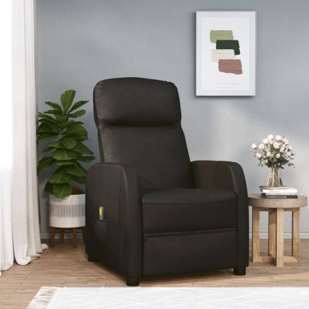 vidaXL Sillón de masaje de cuero sintético negro