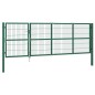 vidaXL Puerta de valla de jardín con postes acero verde 350x120 cm vidaXL Puerta de valla de jardín con postes acero verde 350x120 cm