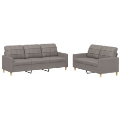 vidaXL Juego de sofás con cojines 2 piezas tela gris taupe