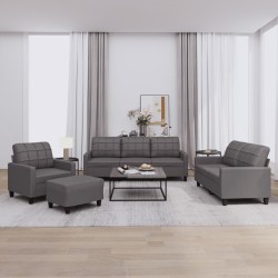 vidaXL Juego de sofás con cojines 4 piezas cuero sintético gris
