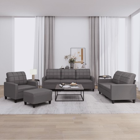 vidaXL Juego de sofás con cojines 4 piezas cuero sintético gris