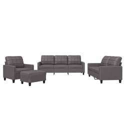 vidaXL Juego de sofás con cojines 4 piezas cuero sintético gris