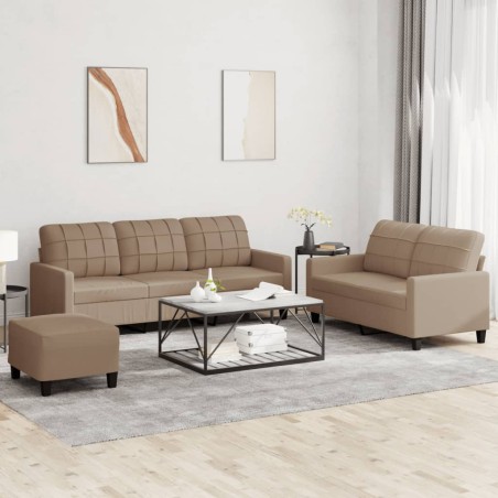 vidaXL Juego de sofás con cojines 3 piezas cuero sintético capuchino