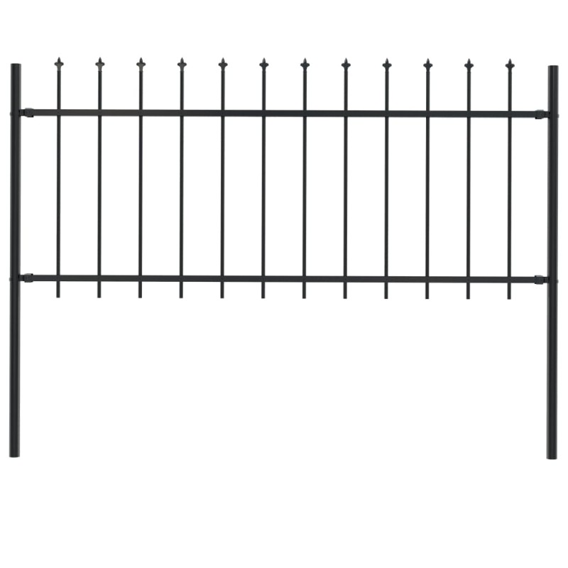 vidaXL Valla de jardín con puntas de lanza acero negro 1,7x0,8 m vidaXL Valla de jardín con puntas de lanza acero negro 1,7x0,8 m
