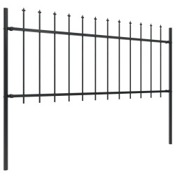 vidaXL Valla de jardín con puntas de lanza acero negro 1,7x0,8 m