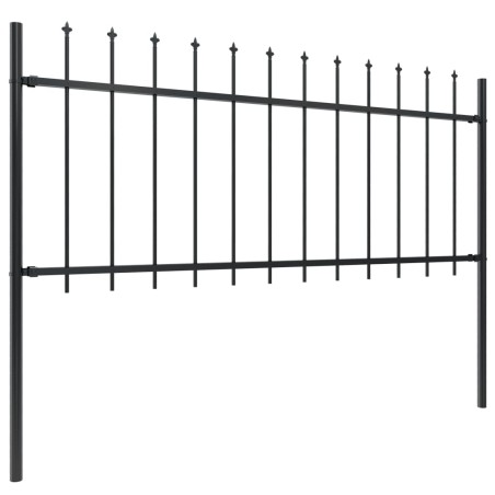 vidaXL Valla de jardín con puntas de lanza acero negro 1,7x0,8 m