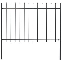 vidaXL Valla de jardín con puntas de lanza acero negro 1,7x1,2 m