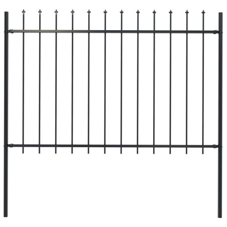 vidaXL Valla de jardín con puntas de lanza acero negro 1,7x1,2 m