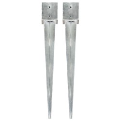 vidaXL Picas de tierra 2 uds acero galvanizado plateado 12x12x89 cm