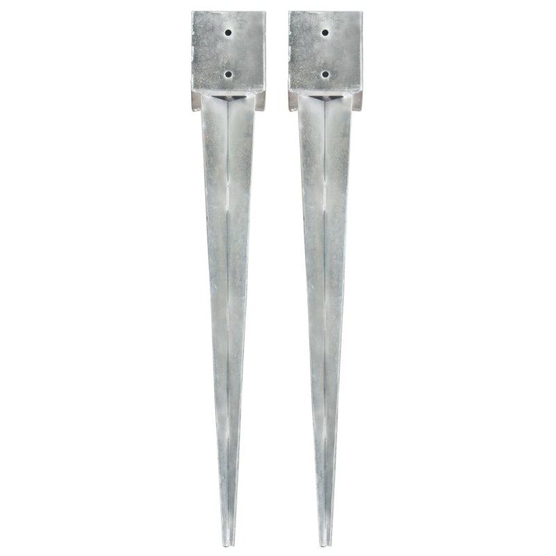 vidaXL Picas de tierra 2 uds acero galvanizado plateado 12x12x89 cm