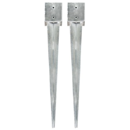 vidaXL Picas de tierra 2 uds acero galvanizado plateado 12x12x89 cm