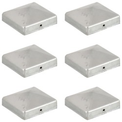 vidaXL Tapas para postes de valla 6 uds metal galvanizado 81x81mm