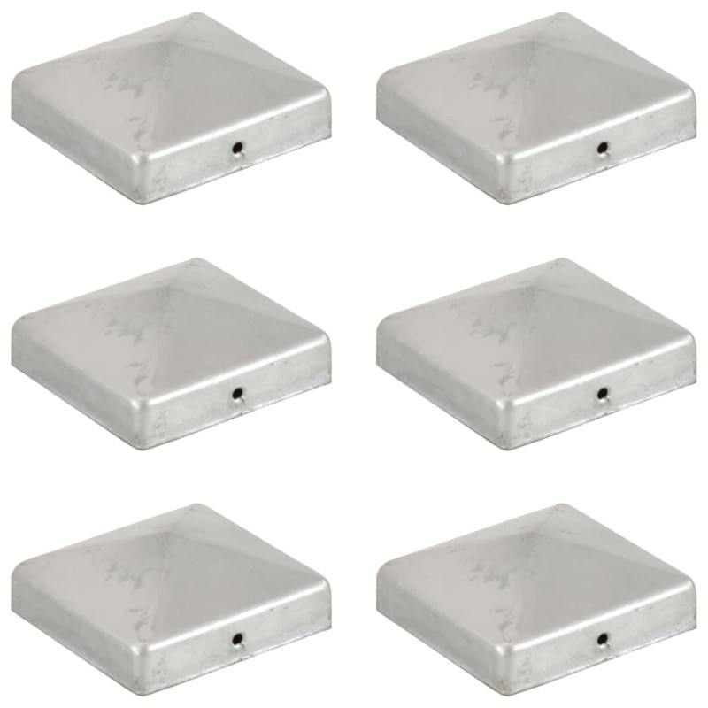 vidaXL Tapas para postes de valla 6 uds metal galvanizado 81x81mm